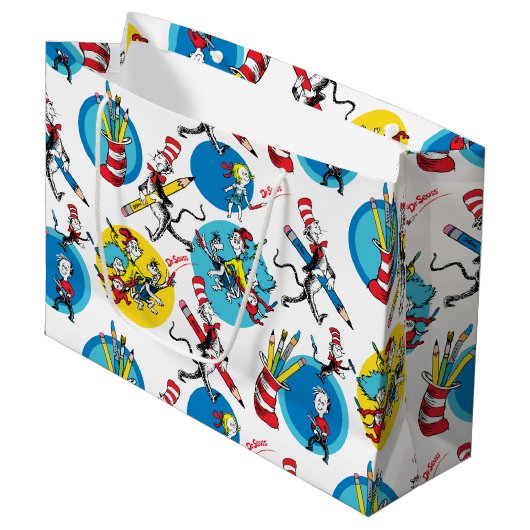 Dr. Seuss | Personages Met Potloden Patroon Groot Cadeauzakje (Voorkant Gekanteld)