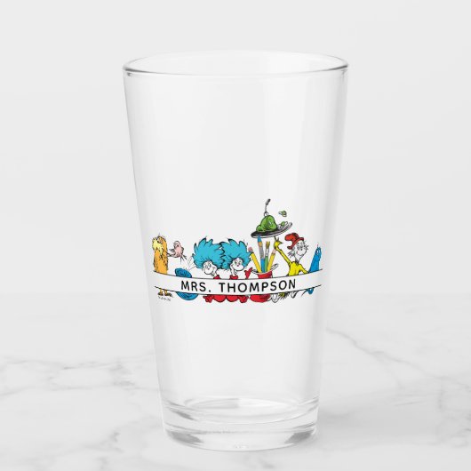 Dr. Seuss Personages & Naam van de Leraar Glas (Voorkant)