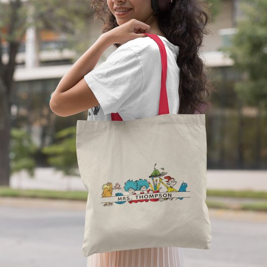 Dr. Seuss Personages & Naam van de Leraar Tote Bag