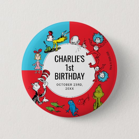 Dr. Seuss - personages | Verjaardag kinderen Ronde Button 5,7 Cm (Voorkant)