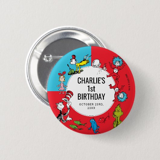 Dr. Seuss - personages | Verjaardag kinderen Ronde Button 5,7 Cm (Voorkant /achterkant)