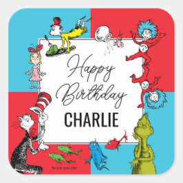 Dr. Seuss - personages | Verjaardag kinderen Vierkante Sticker