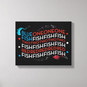 Dr. Seuss   Rode Vis Blauwe Vis Amerikaanse Vlag G Canvas Afdruk