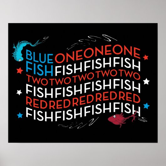 Dr. Seuss | Rode Vis Blauwe Vis Amerikaanse Vlag G Poster (Voorkant)