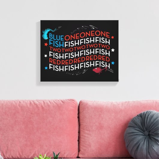 Dr. Seuss | Rode Vis Blauwe Vis US vlag Graphic Canvas Afdruk (Insitu (Woonkamer))