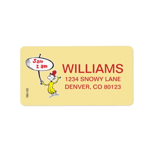 Dr. Seuss | Sam-I-Am met bord Etiket (Voorkant)