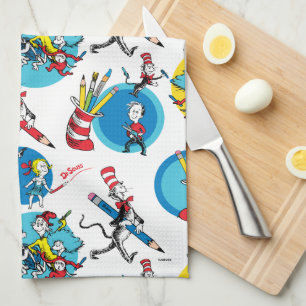 Dr. Seuss Tekens met Potloden Patroon Theedoek