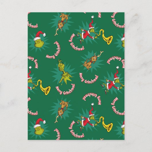 Dr. Seuss | The Grinch | Merry Grinchmas Pattern Feestdagenkaart (Voorkant)