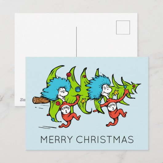 Dr. Seuss | The Grinch | Thing 1 Thing 2 Christmas Feestdagenkaart (Voorkant / Achterkant)