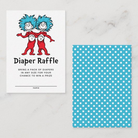 Dr Seuss Thing One Thing Two Tweeling Luierloof Informatiekaartje (Voorkant / Achterkant)