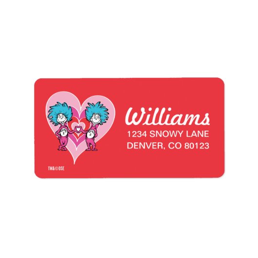 Dr. Seuss Valentijn | Ding één, twee Etiket (Voorkant)