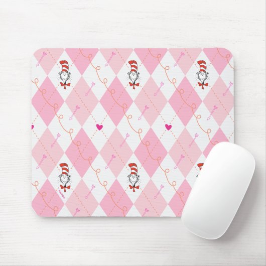 Dr. Seuss Valentijn | Roze argyle-kat in het Pet Muismat (Met muis)