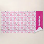 Dr. Seuss Valentijn | Roze argyle-kat in het Pet Strandlaken (Voorkant)