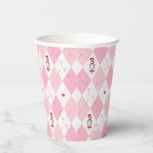 Dr. Seuss Valentijn | Roze Argyle The Cat in the H Papieren Bekers (Rechts)