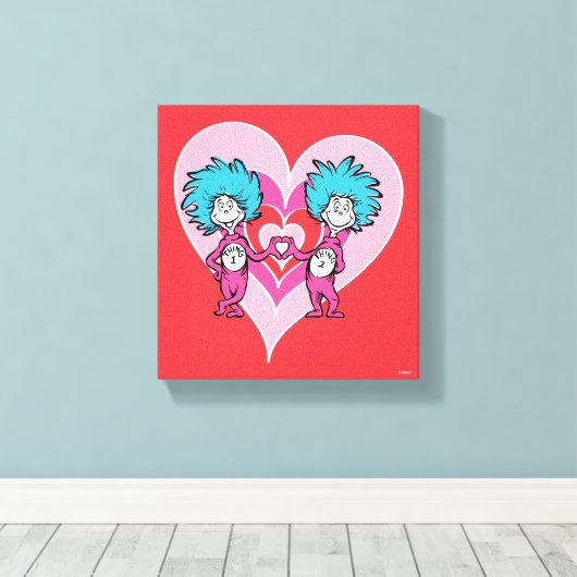 Dr. Seuss Valentijn | Thans 1 Thing 2 Canvas Afdruk (Insitu (Houten vloer))