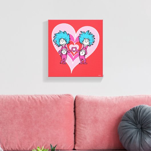Dr. Seuss Valentijn | Thans 1 Thing 2 Canvas Afdruk (Insitu (Woonkamer))