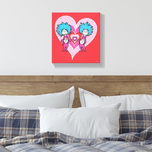 Dr. Seuss Valentijn | Thans 1 Thing 2 Canvas Afdruk (Insitu (Slaapkamer))