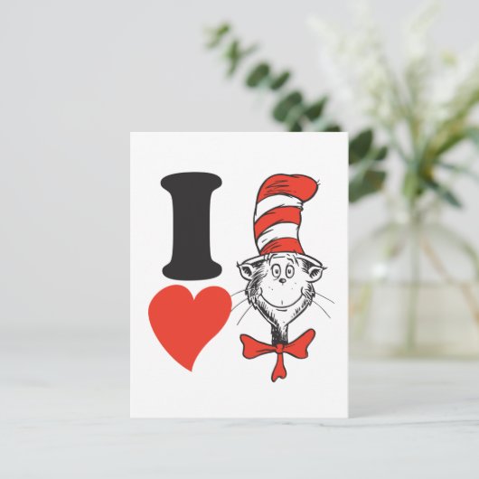 Dr. Seuss Valentijnsdag | Ik Hart De Kat in de Hoe Feestdagenkaart (Staand voorkant)