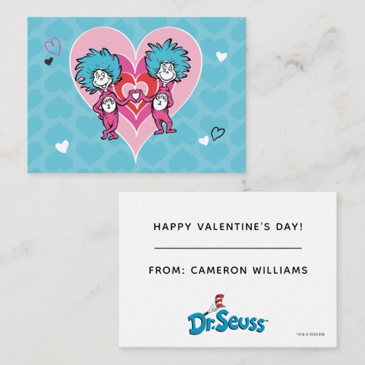 Dr. Seuss Valentine's Day | Thing 1 & Thing 2 Notitiekaartje (Voorkant / Achterkant)