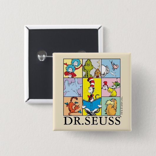 Dr. Seuss | Verhalen grafisch Vierkante Button 5,1 Cm (Voorkant /achterkant)