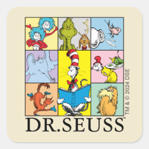 Dr. Seuss   Verhalen grafisch Vierkante Sticker