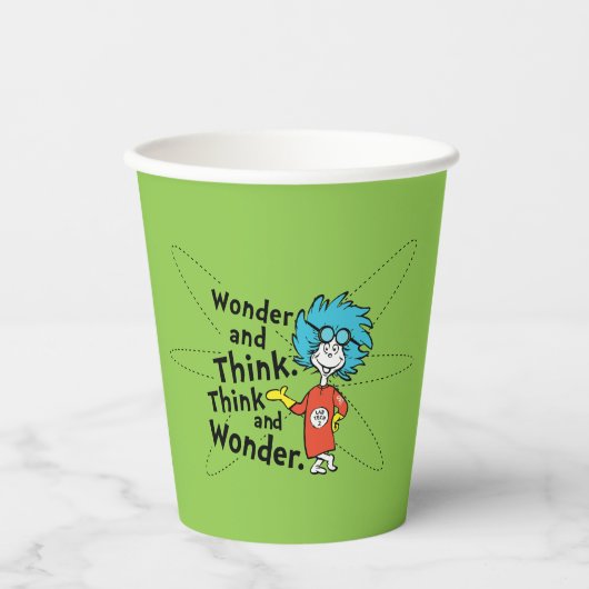 Dr. Seuss | Verwondering en denken. Denk en verwon Papieren Bekers (Voorkant)