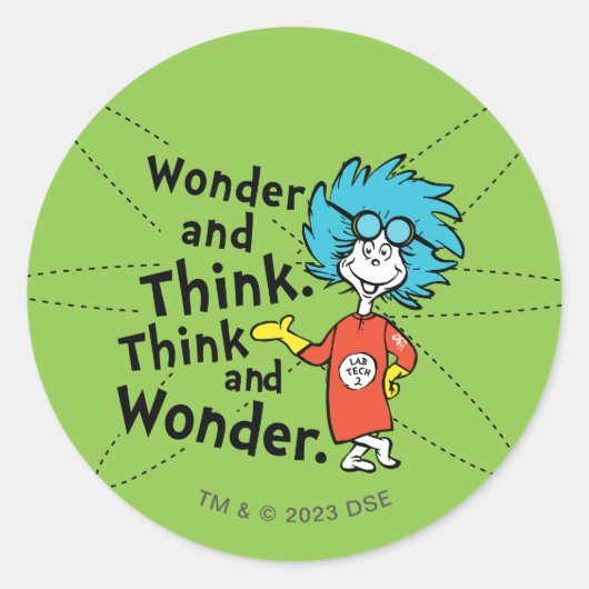 Dr. Seuss | Verwondering en denken. Denk en verwon Ronde Sticker (Voorkant)