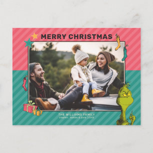 Dr. Seuss   Vintage Grinch Family Photo Holiday Feestdagenkaart