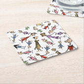 Dr. Seuss Whoville Characters Festive Pattern Kartonnen Onderzetters (Schuin)