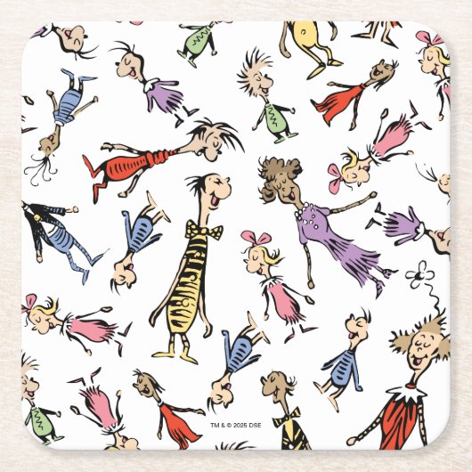 Dr. Seuss Whoville Characters Festive Pattern Kartonnen Onderzetters (Voorkant)