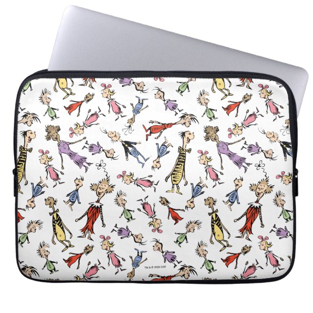 Dr. Seuss Whoville Characters Festive Pattern Laptop Sleeve (Voorkant)