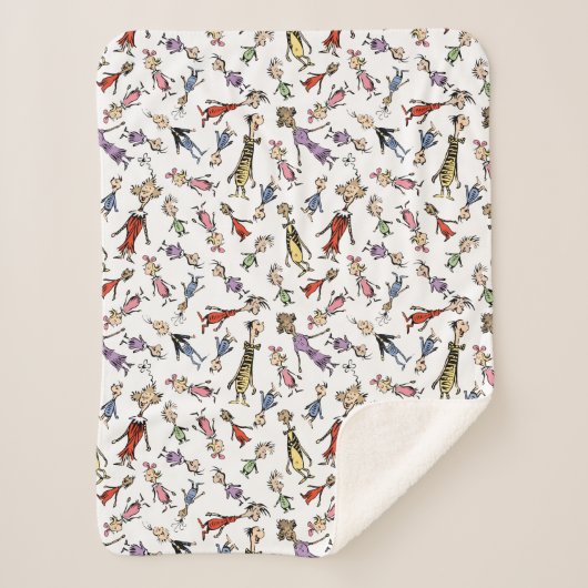 Dr. Seuss Whoville Characters Festive Pattern Sherpa Deken (Voorkant)