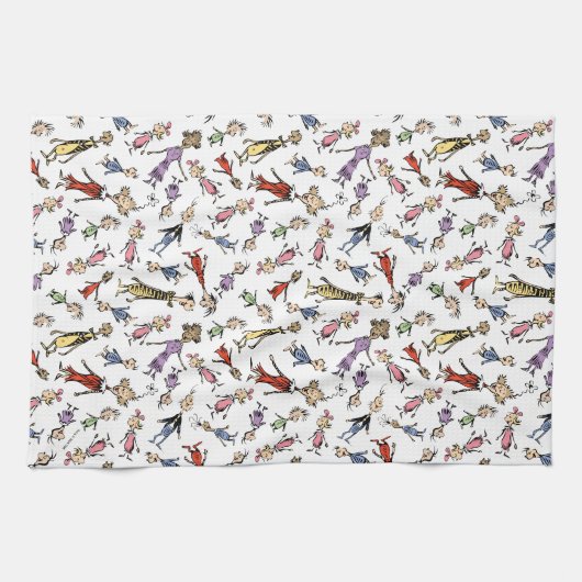 Dr. Seuss Whoville Characters Festive Pattern Theedoek (Horizontaal)