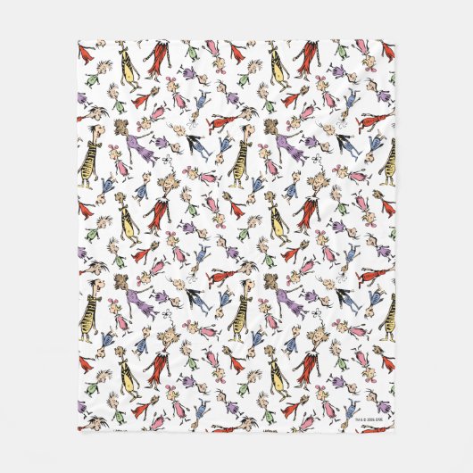Dr. Seuss Whoville Karakters Festief Patroon Fleece Deken (Voorkant)