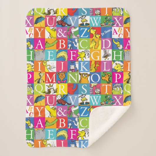 Dr. Seuss's ABC Colorful Block Letter Pattern Sherpa Deken (Voorkant)