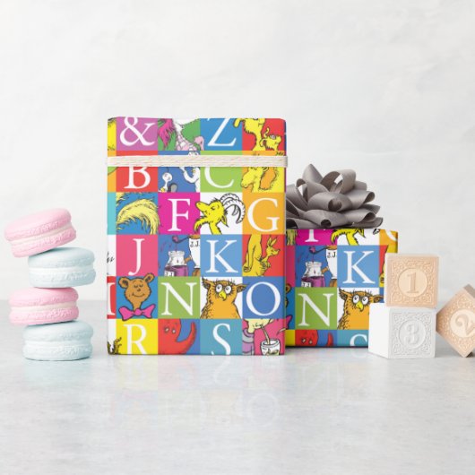 Dr. Seuss's ABC Kleurrijk Blokletterpatroon Cadeaupapier (Baby Shower)