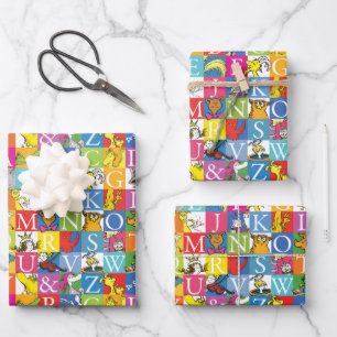 Dr. Seuss's ABC Kleurrijk Blokletterpatroon Inpakpapier Vel