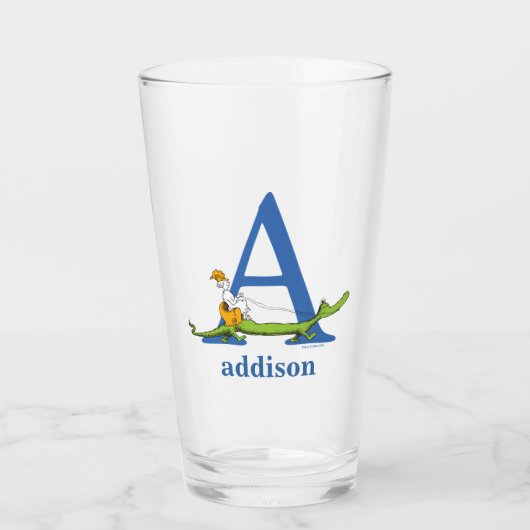 Dr. Seuss's ABC: Letter A - Blauw | Voeg je naam Glas (Voorkant)