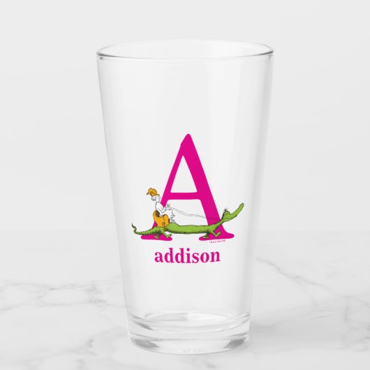 Dr. Seuss's ABC: Letter A - Roze | Voeg uw naam to Glas (Voorkant)
