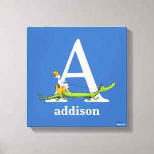 Dr. Seuss's ABC: Letter A - Wit Voeg je naam toe Canvas Afdruk
