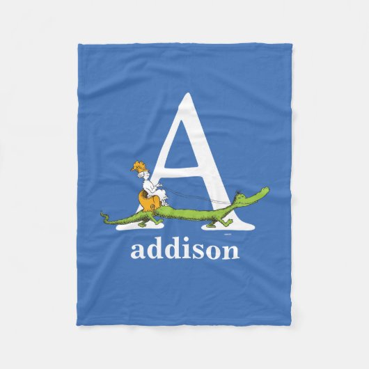 Dr. Seuss's ABC: Letter A - Wit | Voeg je naam toe Fleece Deken (Voorkant)