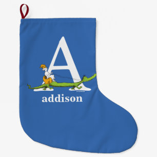 Dr. Seuss's ABC: Letter A - Wit Voeg uw naam toe Grote Kerstsok