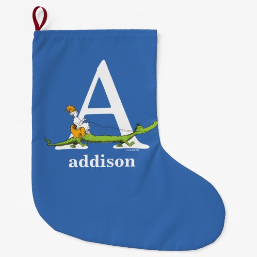 Dr. Seuss's ABC: Letter A - Wit | Voeg uw naam toe Grote Kerstsok (Voorkant)