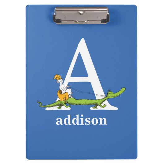 Dr. Seuss's ABC: Letter A - Wit | Voeg uw naam toe Klembord (Voorkant)