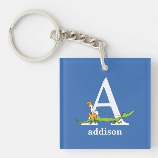 Dr. Seuss's ABC: Letter A - Wit | Voeg uw naam toe Sleutelhanger (Voorkant)
