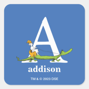 Dr. Seuss's ABC: Letter A - Wit   Voeg uw naam toe Vierkante Sticker