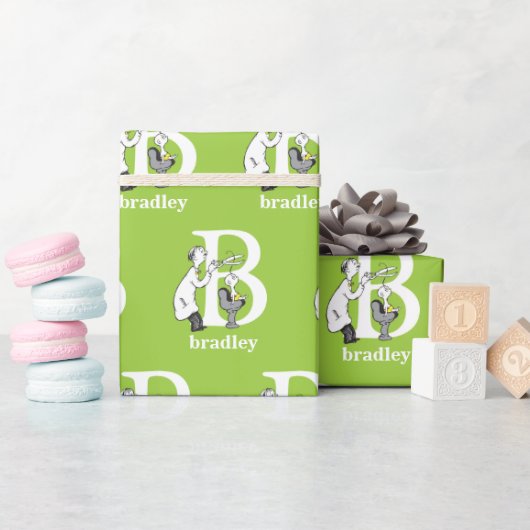Dr. Seuss's ABC: Letter B - Wit | Voeg je naam toe Cadeaupapier (Baby Shower)