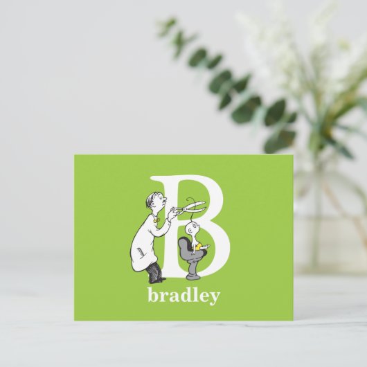Dr. Seuss's ABC: Letter B - Wit | Voeg uw naam toe Briefkaart (Staand voorkant)