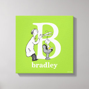Dr. Seuss's ABC: Letter B - Wit   Voeg uw naam toe Canvas Afdruk