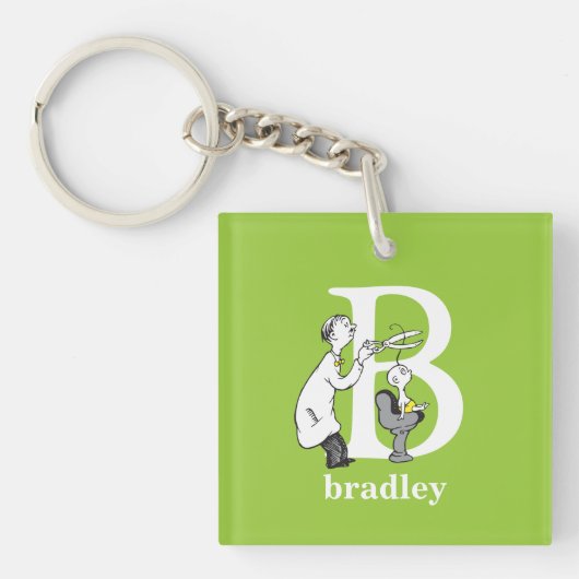 Dr. Seuss's ABC: Letter B - Wit | Voeg uw naam toe Sleutelhanger (Voorkant)